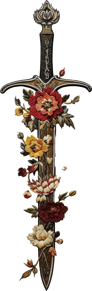 Embroidered botanical dagger